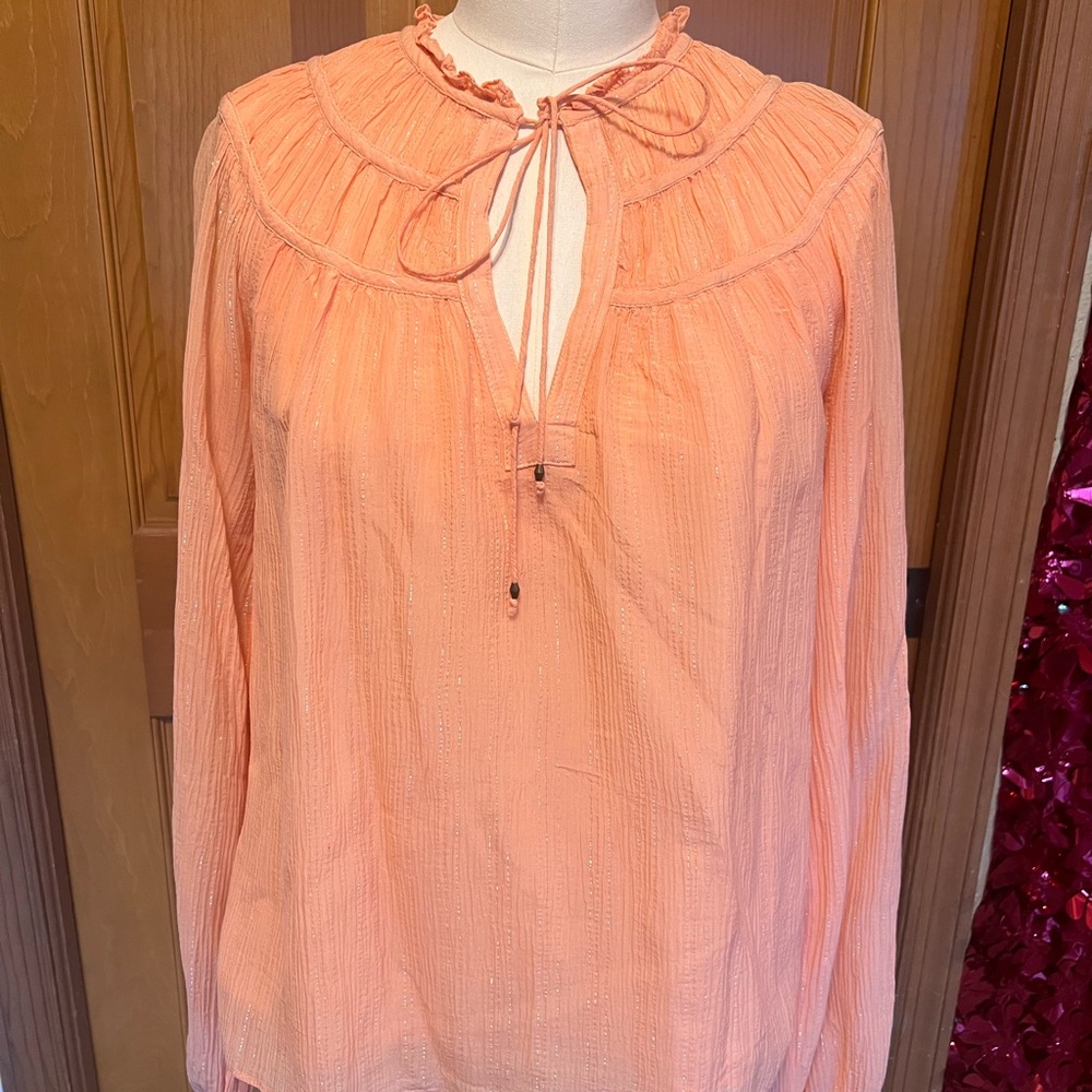 Cottagecore Boho Marie Oliver Flowy Peach Top l Sz XS l Soft Girl l Whimsifairy